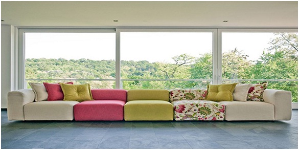bright coloured sofa
