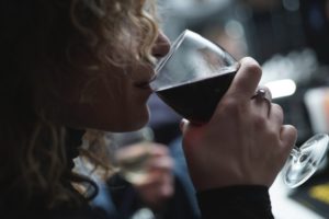 lady with wine glass
