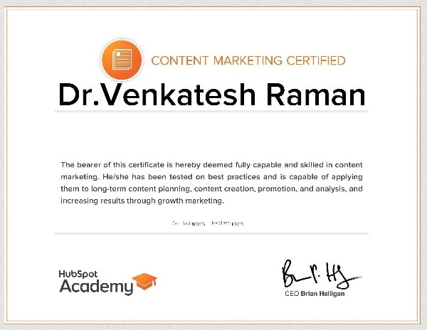 HubSpot Content Marketing Certification