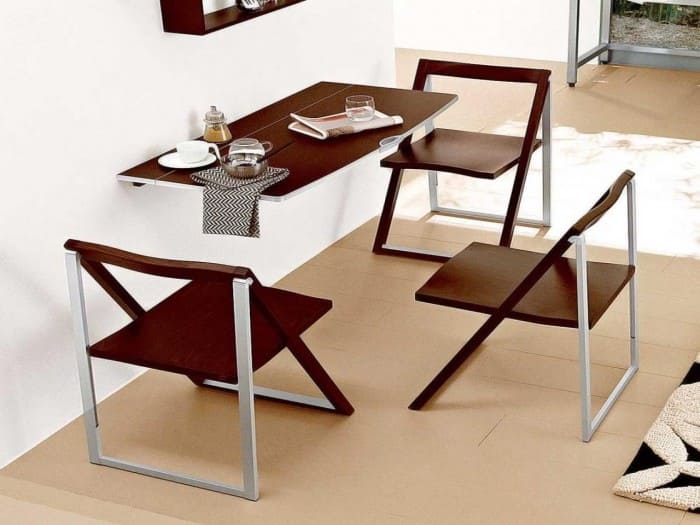 Wall Attached Dining Table and chairs