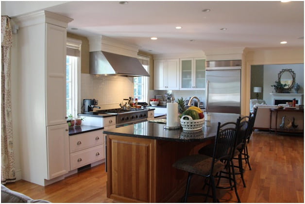 Metal stools in kitchen