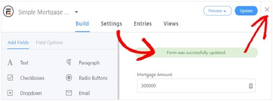 Mortgage Calculator Form fields