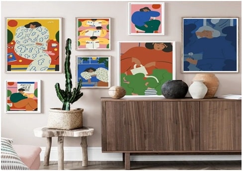 Create a gallery wall of art work or personal treasures