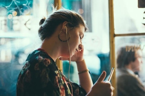 person listening to audiobooks